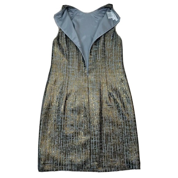 Maggy London ~Woman Size 2~ Gray/Gold Shift Sleeveless Dress Lined, Embellished. - Picture 10 of 12